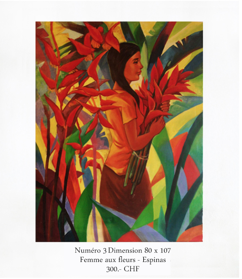femme fleurs peinture