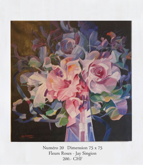 Fleurs Roses Jay Singion Peinture